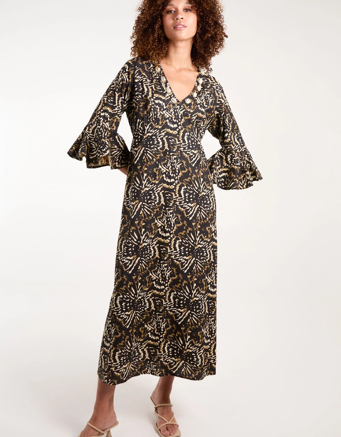 V Neck Shell Midi Dress, 2 of 1
