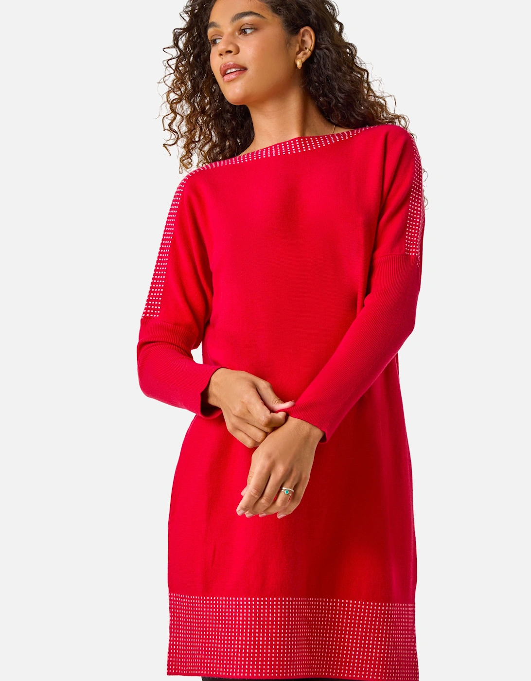 Spot Print Border Knitted Jumper Dress, 2 of 1