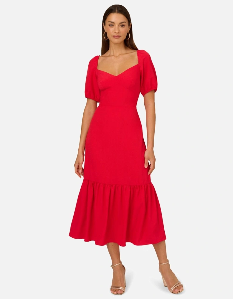 Puff Sleeve Midi Dress