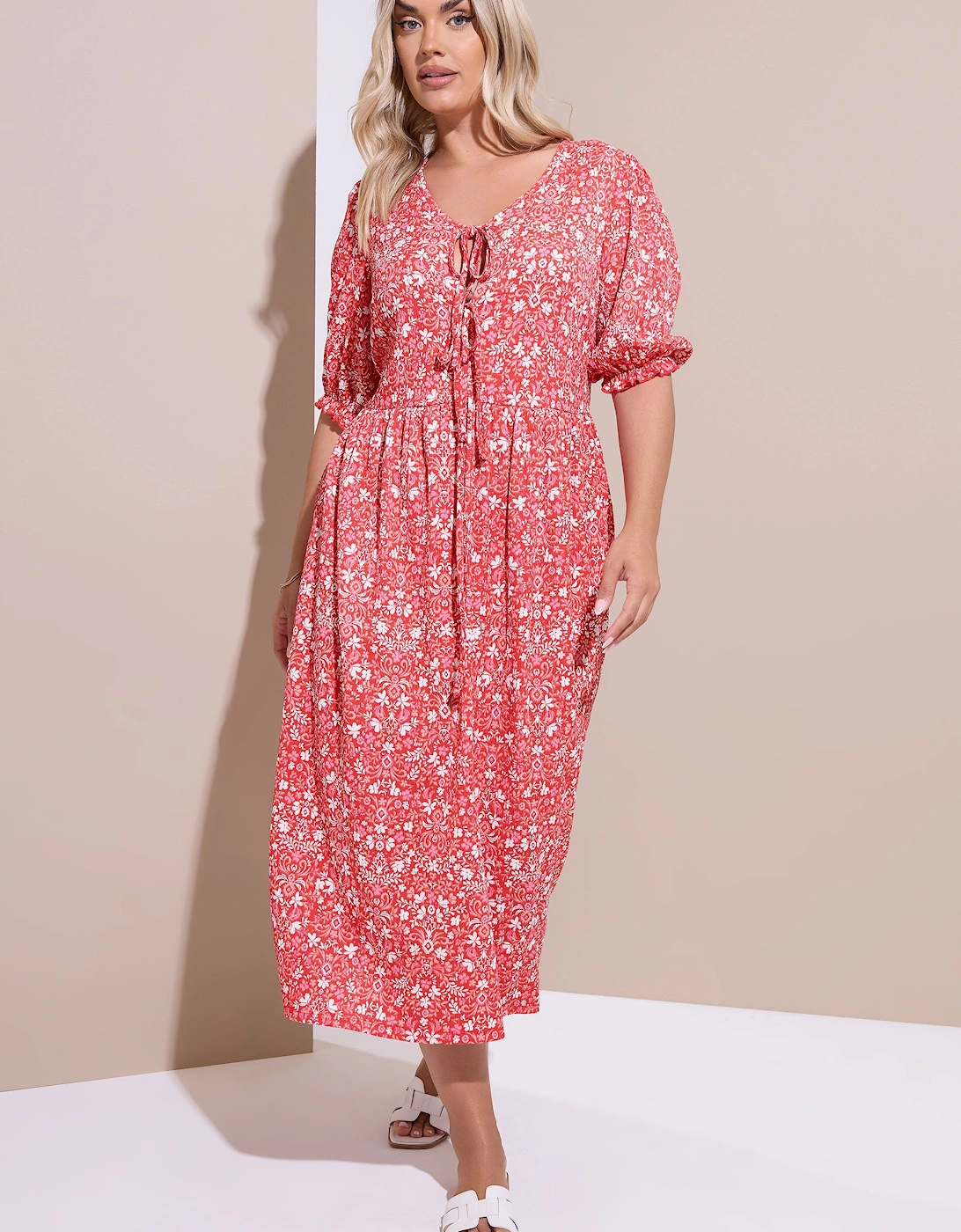 Floral Paisley Bow Tie Front Midaxi Dress, 2 of 1