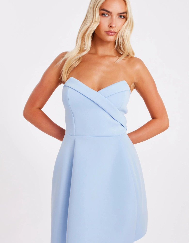 Light Blue Wrap Front Mini Dress
