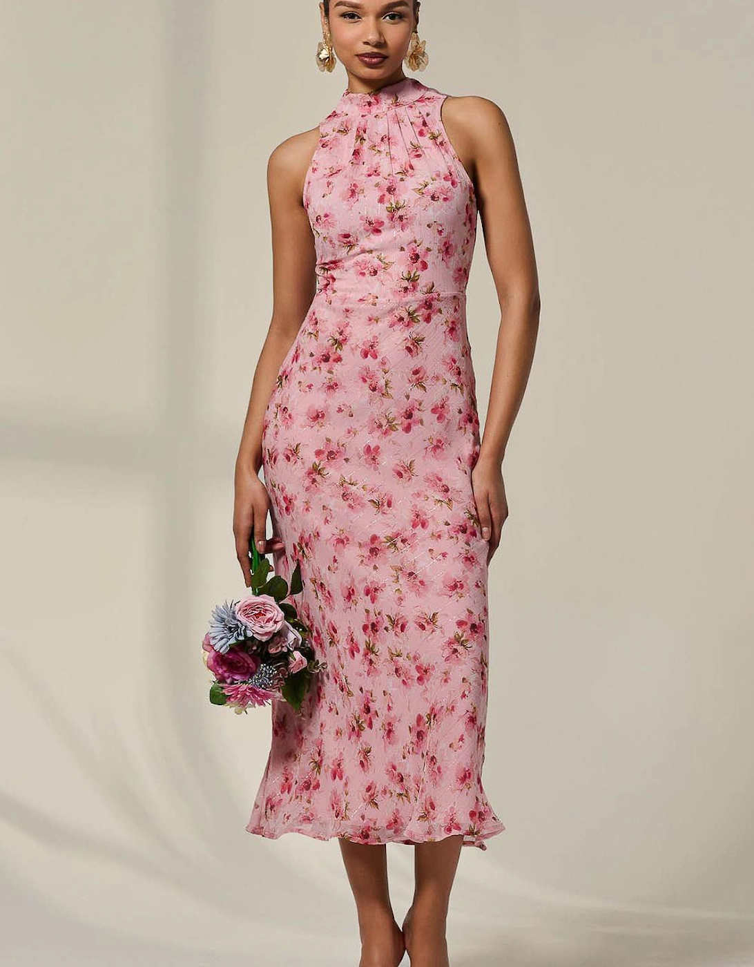 Chiffon Halterneck Printed Midaxi Dress, 2 of 1