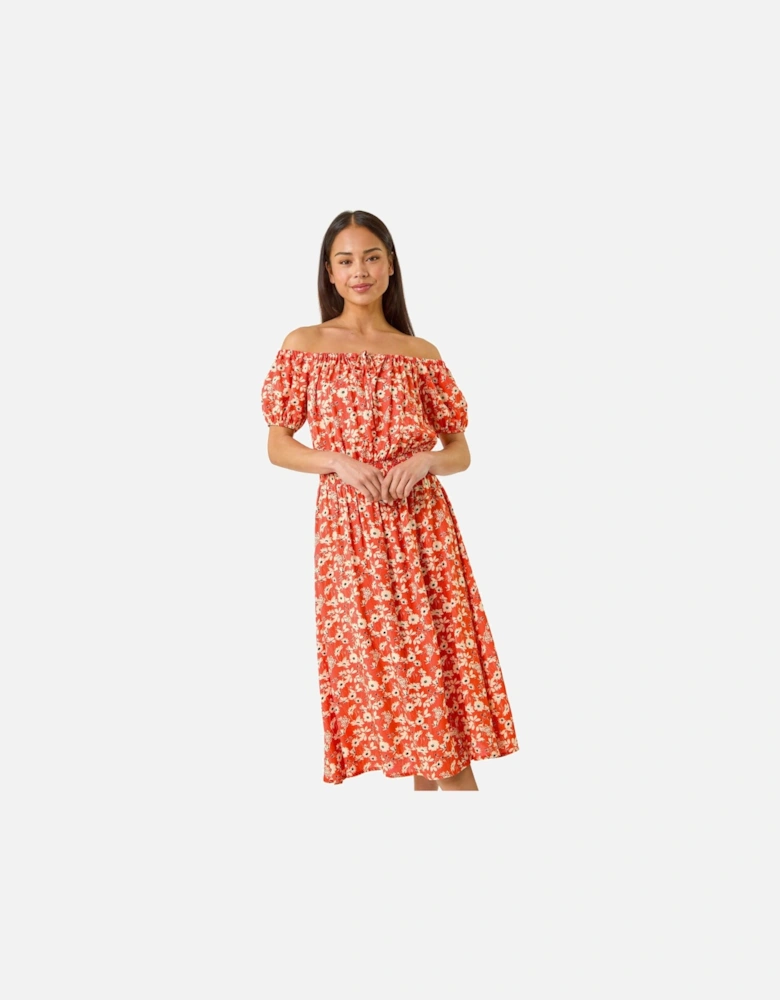 Petite Ditsy Bardot Midi Dress