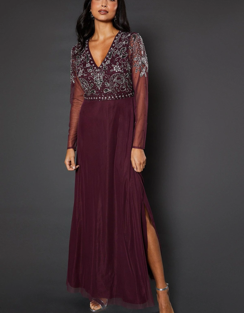 Occasion Embellished Sequin Mesh Maxi Dress