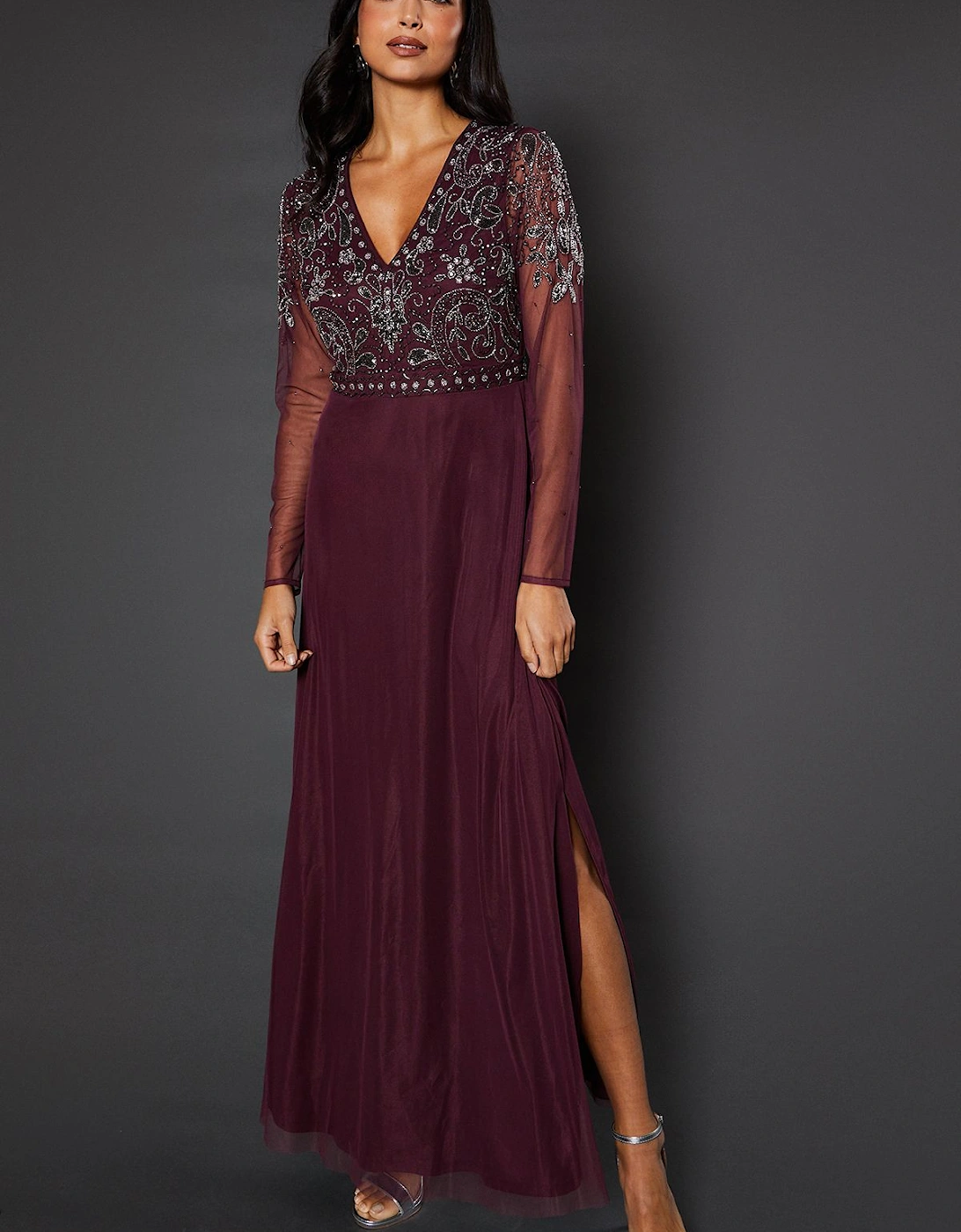 Occasion Embellished Sequin Mesh Maxi Dress, 2 of 1