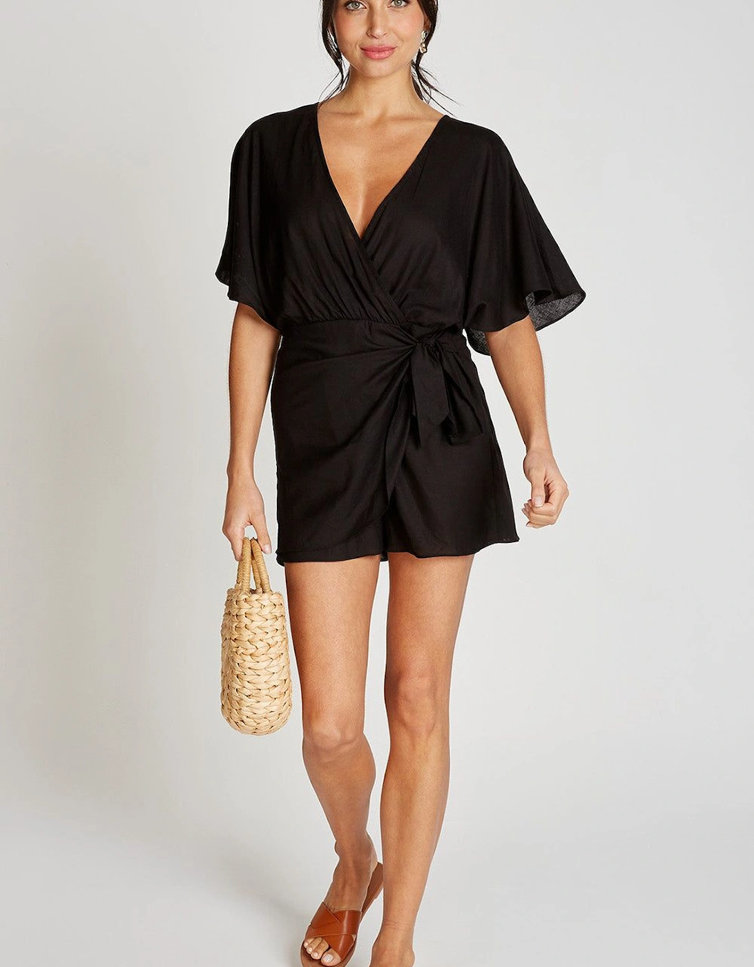 Black Playsuit With Linen, 2 of 1