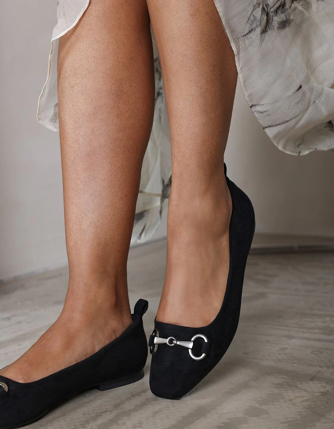 'Lauren' Suede Ballet Flats With Front Buckle Detail, 2 of 1