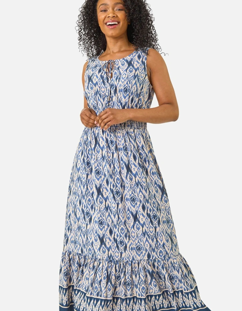 Petite Aztec Print Frill Midi Dress