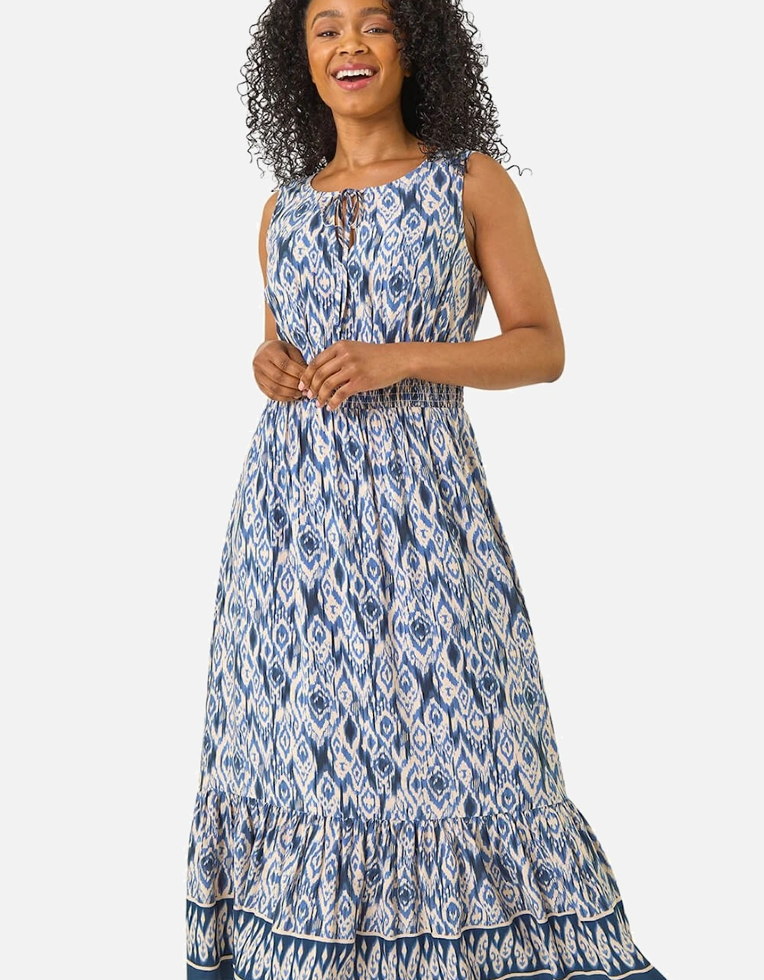 Petite Aztec Print Frill Midi Dress, 2 of 1
