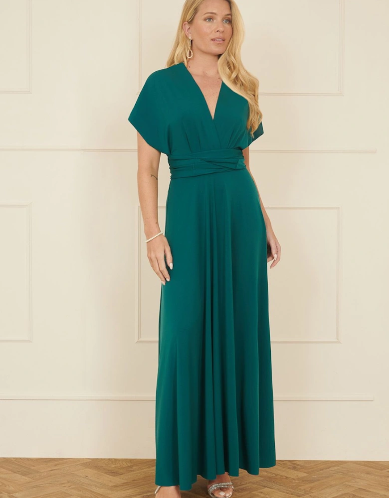 Green Jersey Stretch Multiway Midi Dress