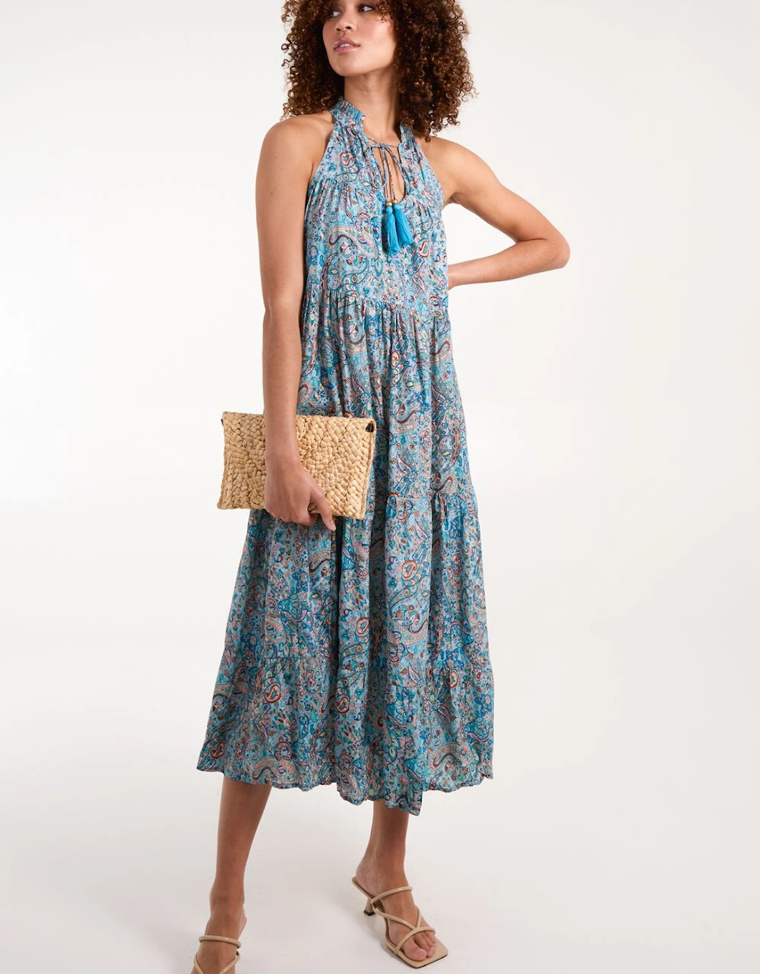 Art Tie Neck Smock Maxi Dress, 2 of 1