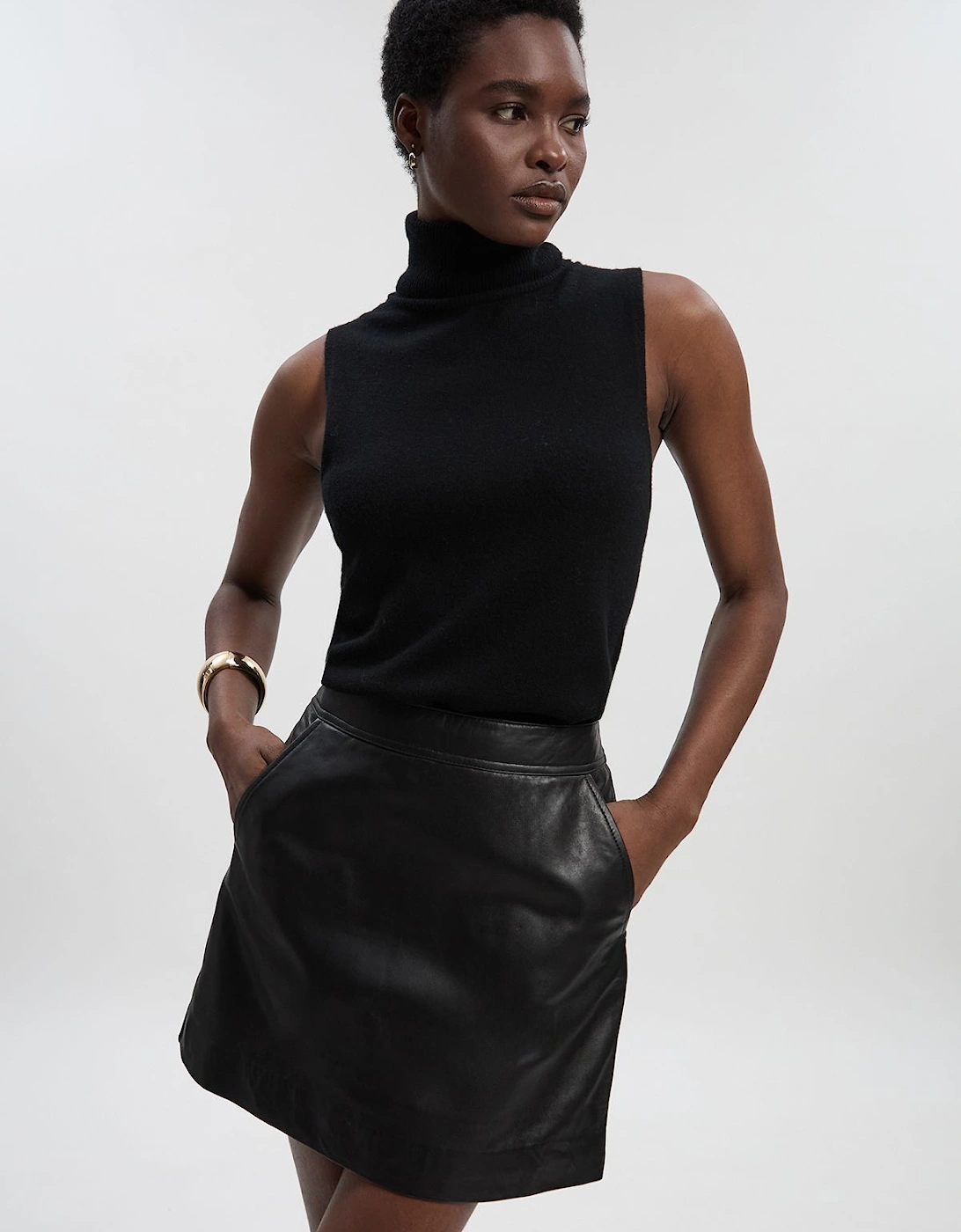 Leather Signature Mini Skirt, 2 of 1
