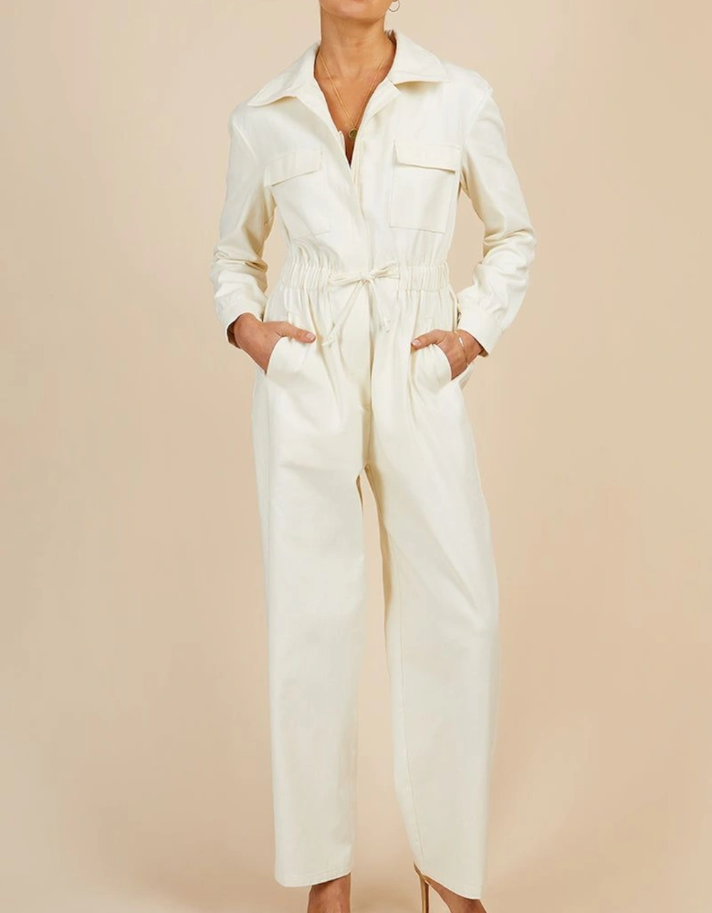 Cream Utility Jumpsuit