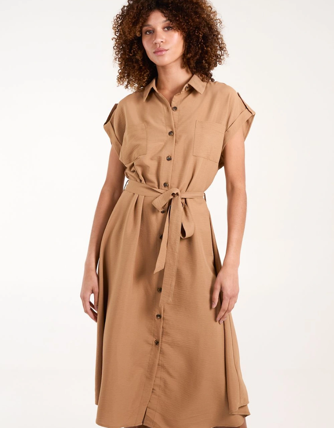 Button Front Midi Utility Shirt Dress, 2 of 1