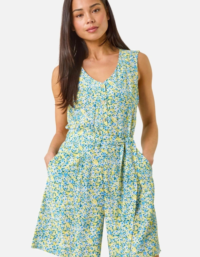 Petite Ditsy Print Tie Waist Playsuit