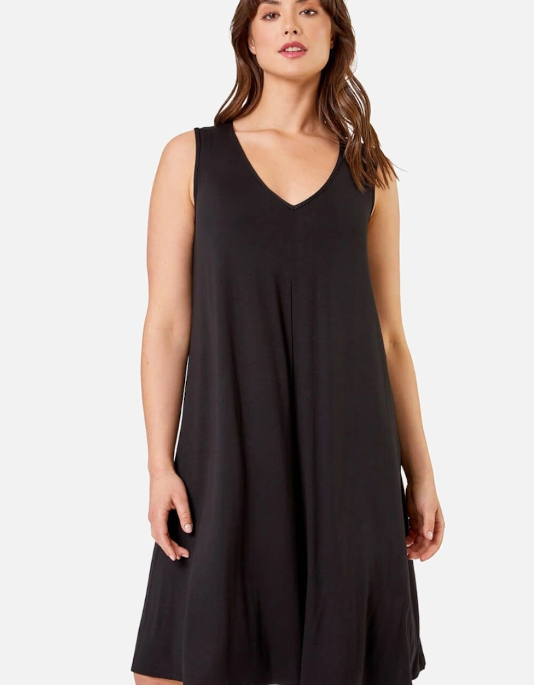 Curve Plain Pleat Swing Dress