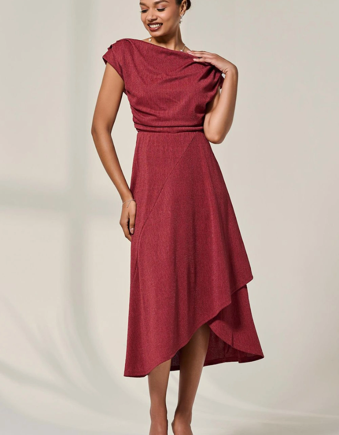 Asymmmetric Draped Midi Dress, 2 of 1