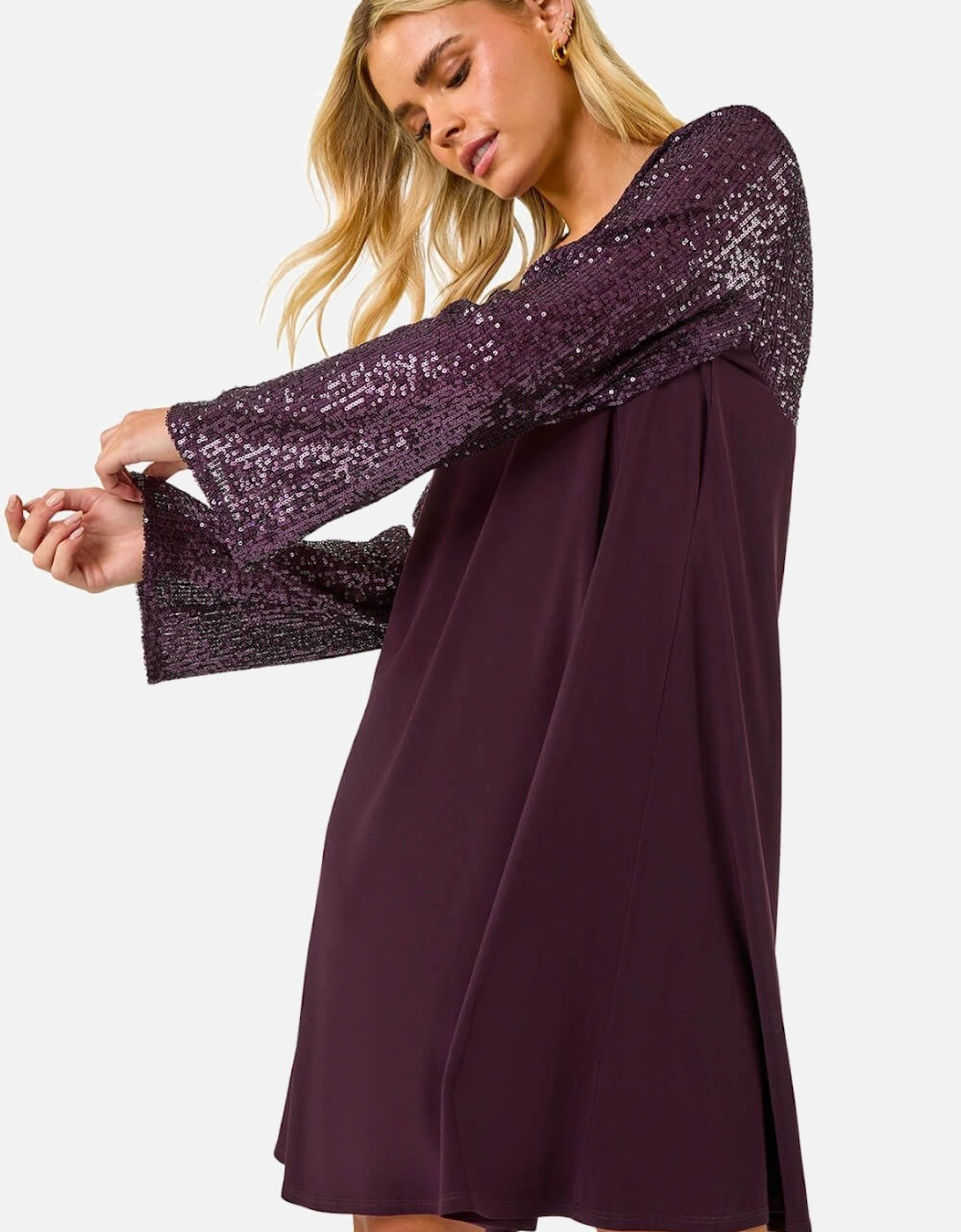 Petite Contrast Sequin Shift Stretch Dress, 2 of 1