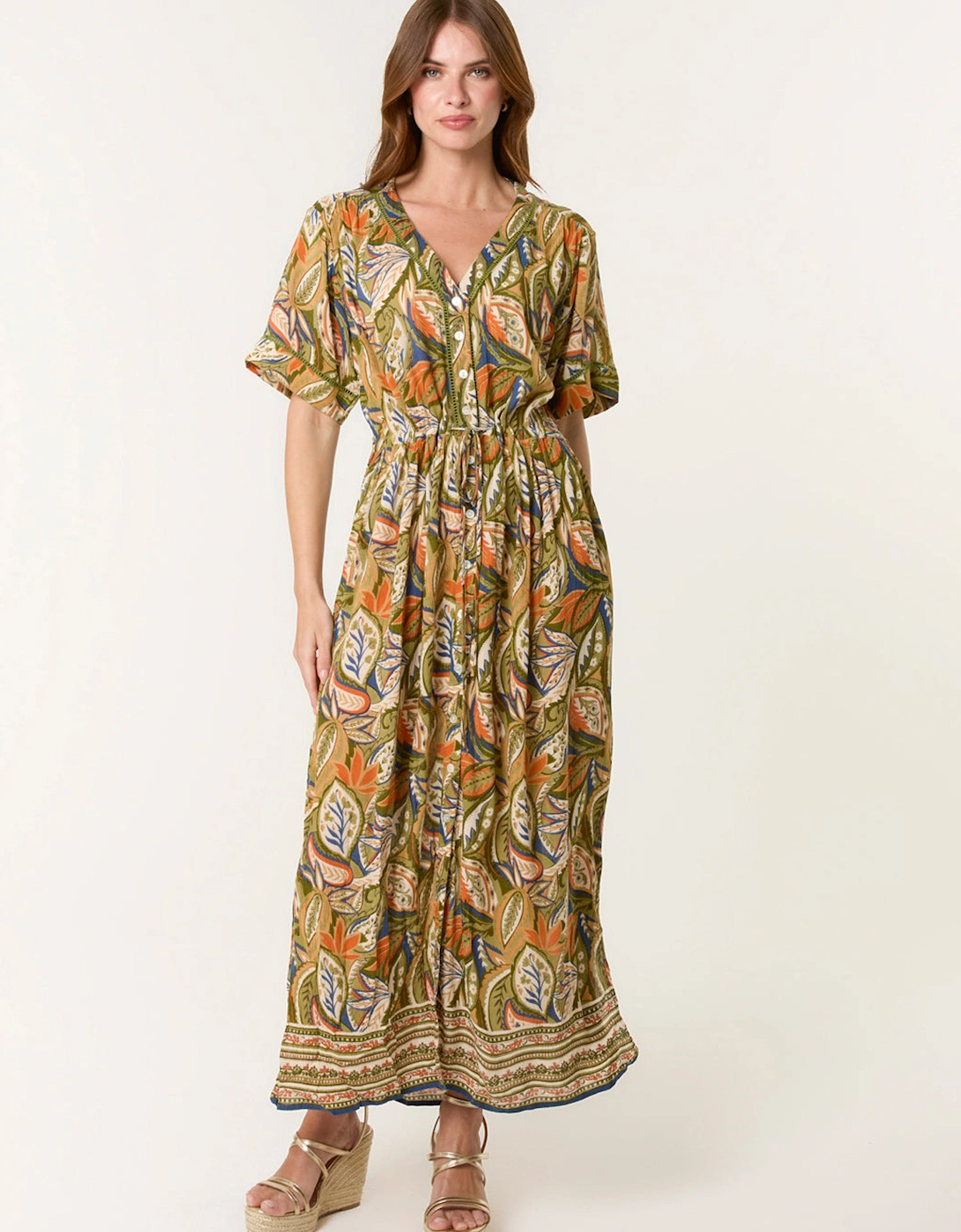 Green Border Print Maxi Dress, 2 of 1