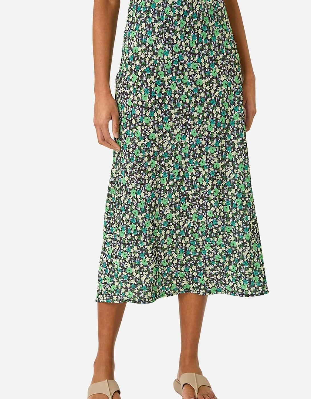 Floral Print Elastic Waist Midi Skirt, 2 of 1