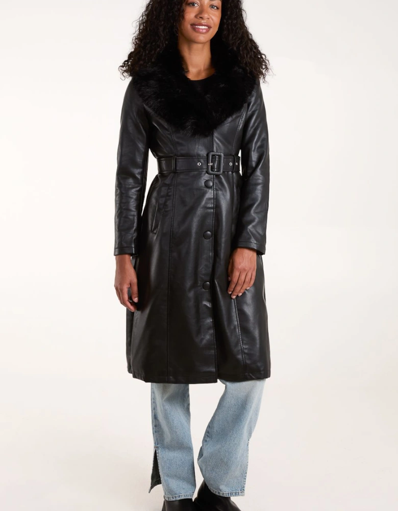 Faux Fur Longline Coat
