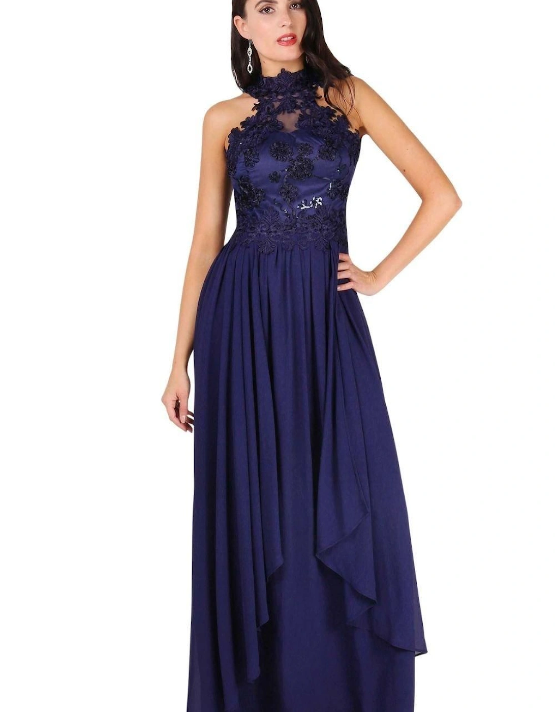 Lace Halterneck Maxi Prom Dress, 2 of 1