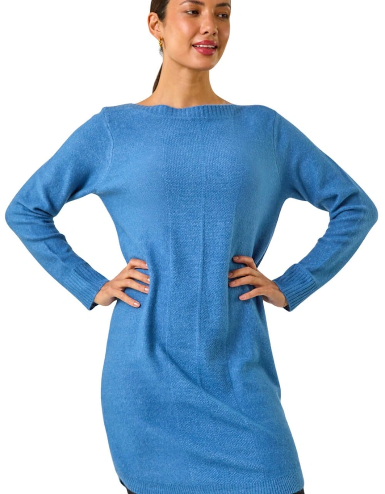 Slash Neck Seam Detail Shift Dress