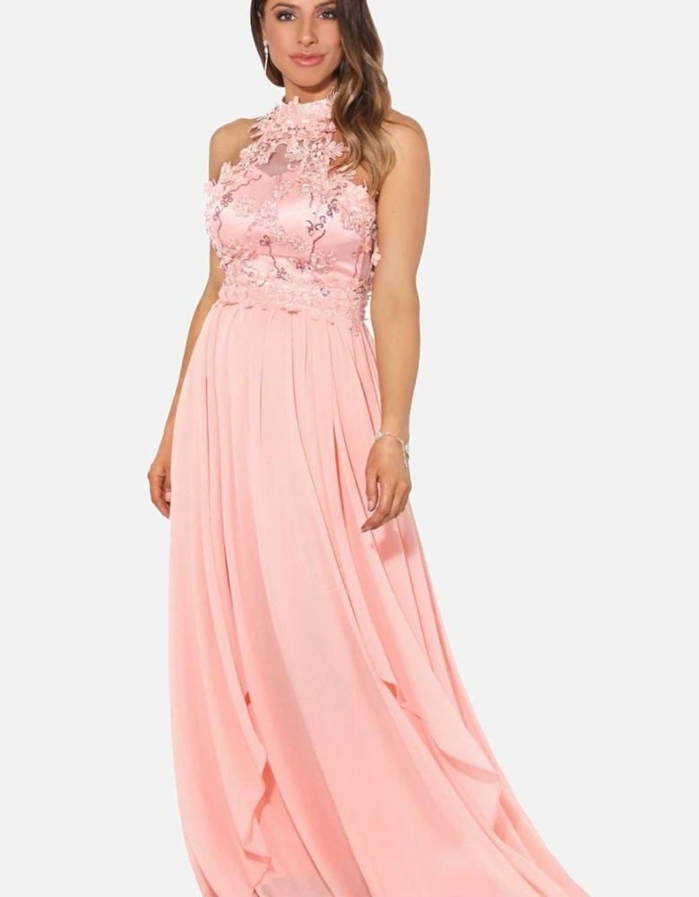 Lace Halterneck Maxi Prom Dress