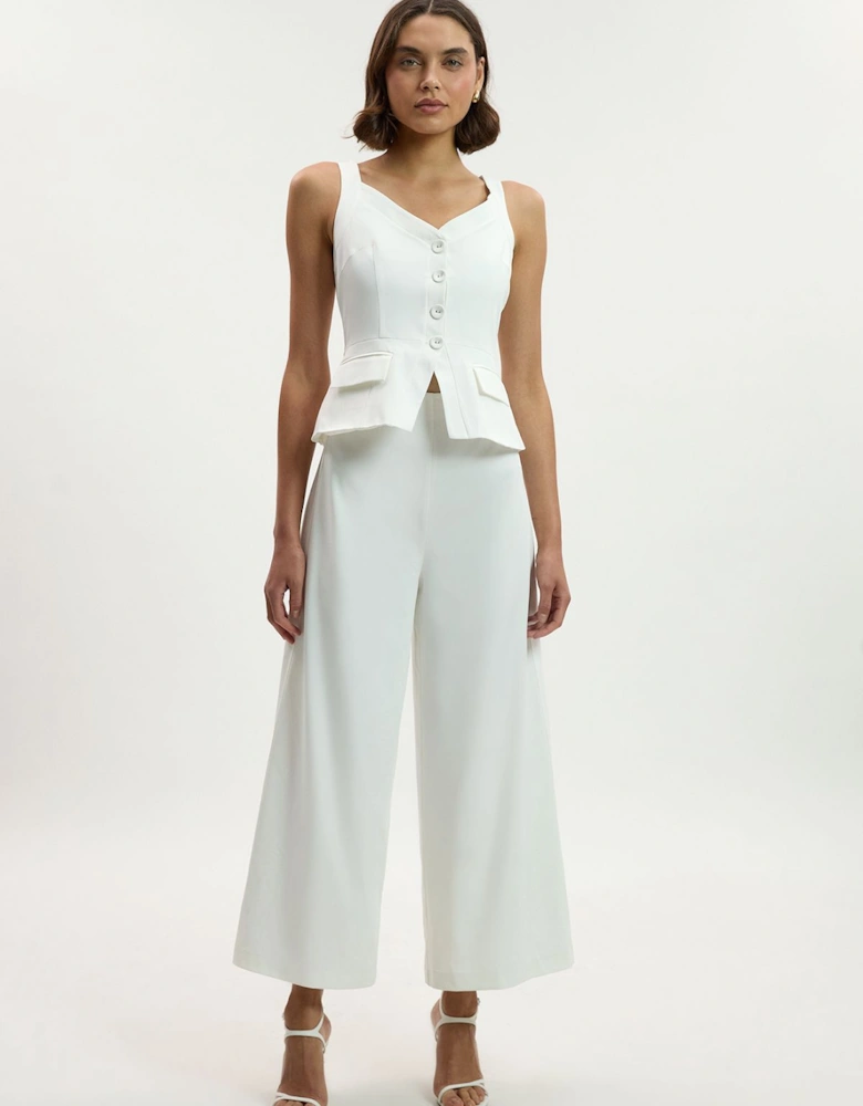 Petite Tailored Tux Wide Leg Jumpsuit