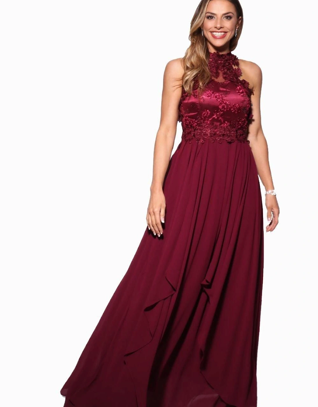 Lace Halterneck Maxi Prom Dress, 2 of 1