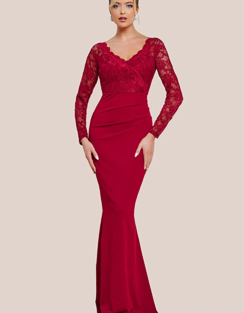 Scalloped Lace & Scuba Maxi Dress