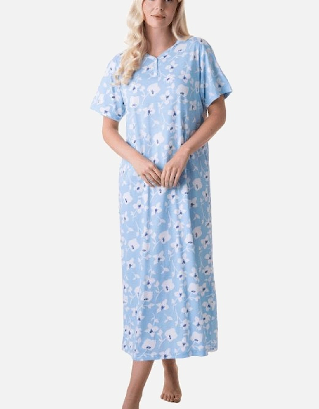 100% Cotton Classic Full Length Short Sleeved Nightdress, 2 of 1