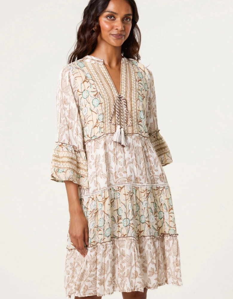 Stone Embellished Tie Front Dress