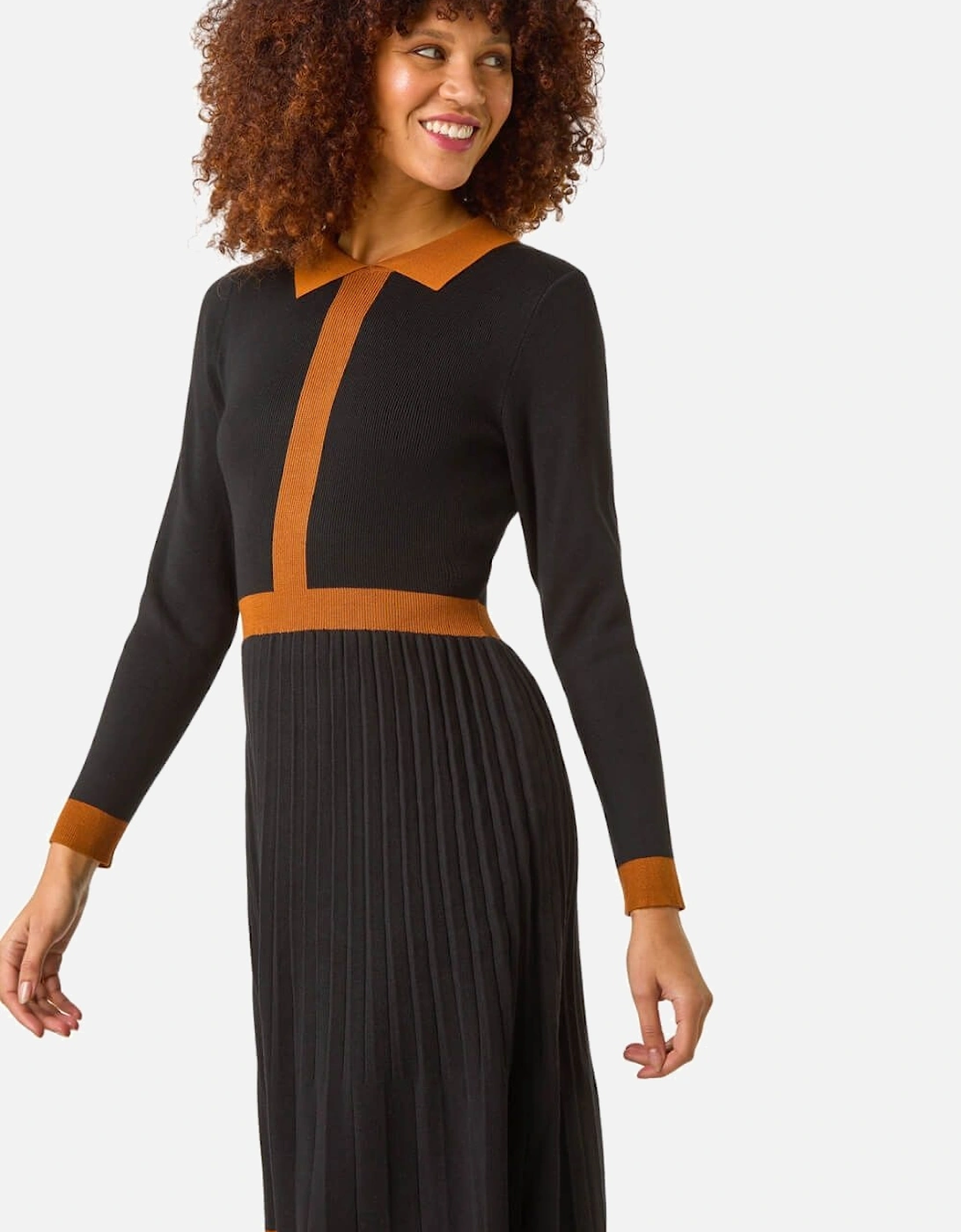 Contrast Collar Knitted Dress, 2 of 1