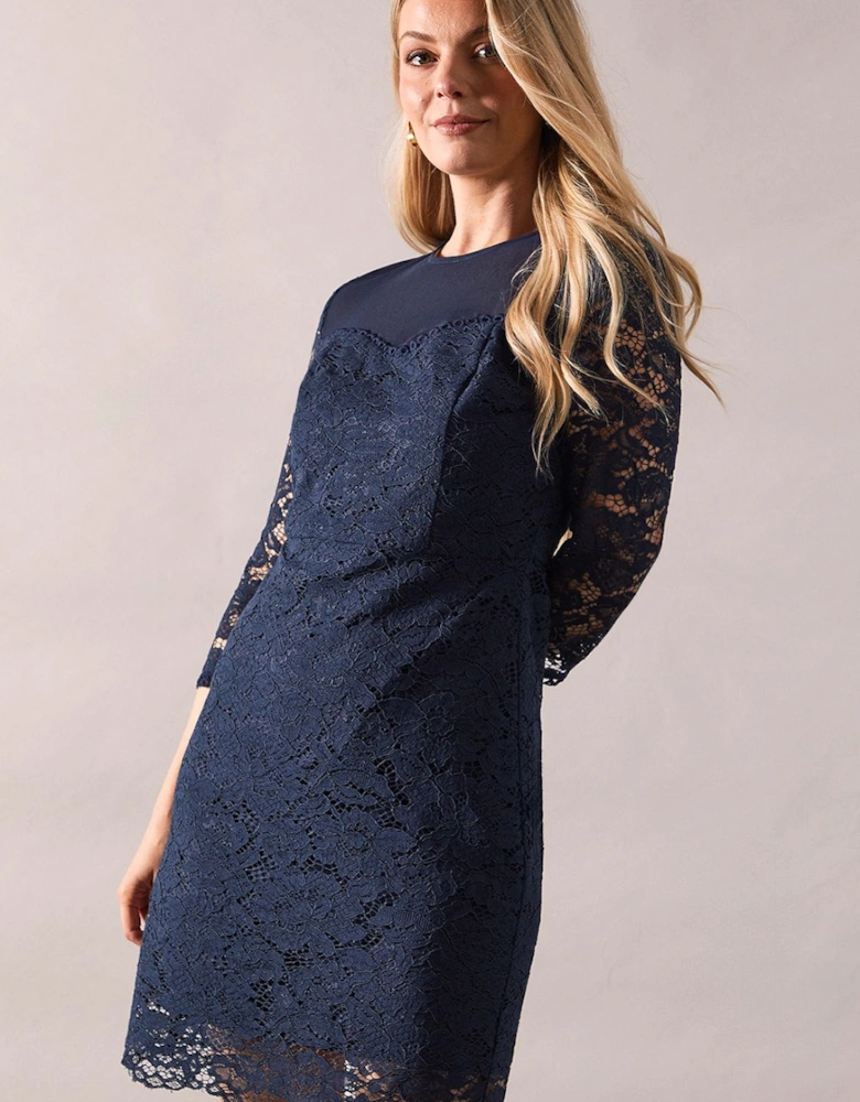Occasion Lace Mesh Pencil Dress