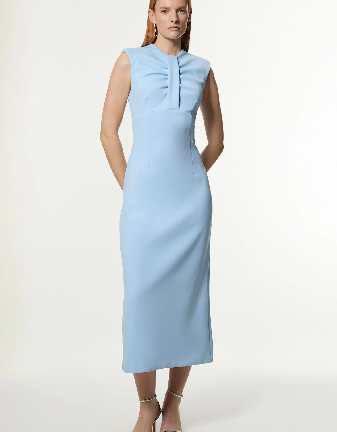 Tall Scuba Drama Twist Detail Woven Midi Dress, 2 of 1