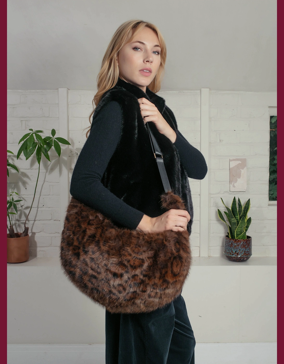 Sasha Slouch Bag In Chocolate Leo, 6 of 5