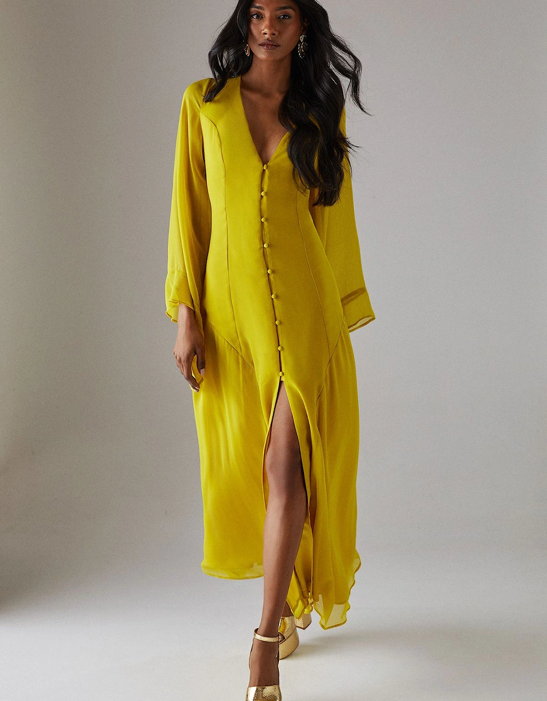 Chiffon Bohemian Button Through Maxi Dress, 2 of 1