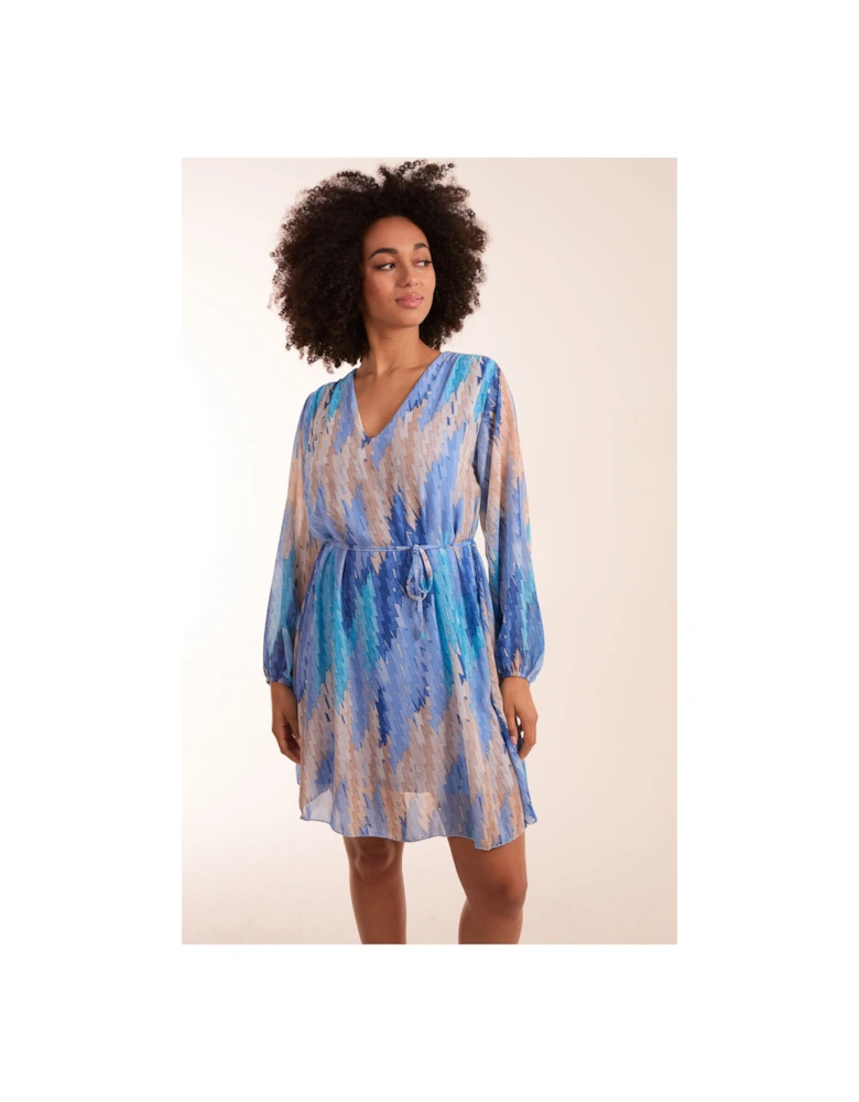 Zig Zag Printed Belted Dress