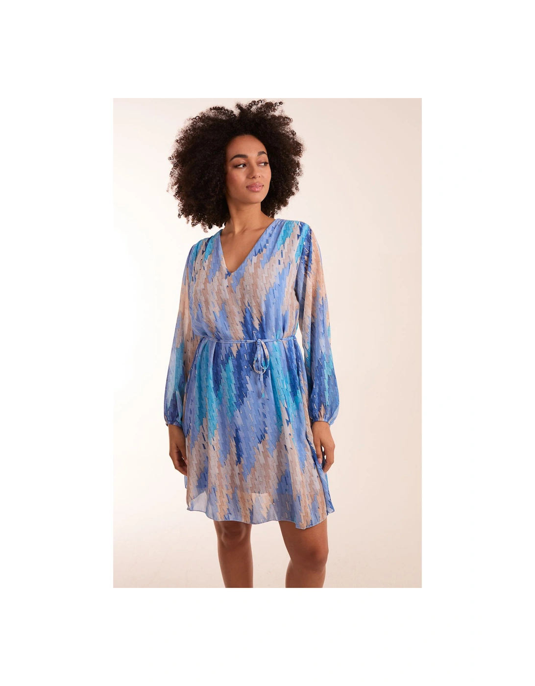 Zig Zag Printed Belted Dress, 2 of 1