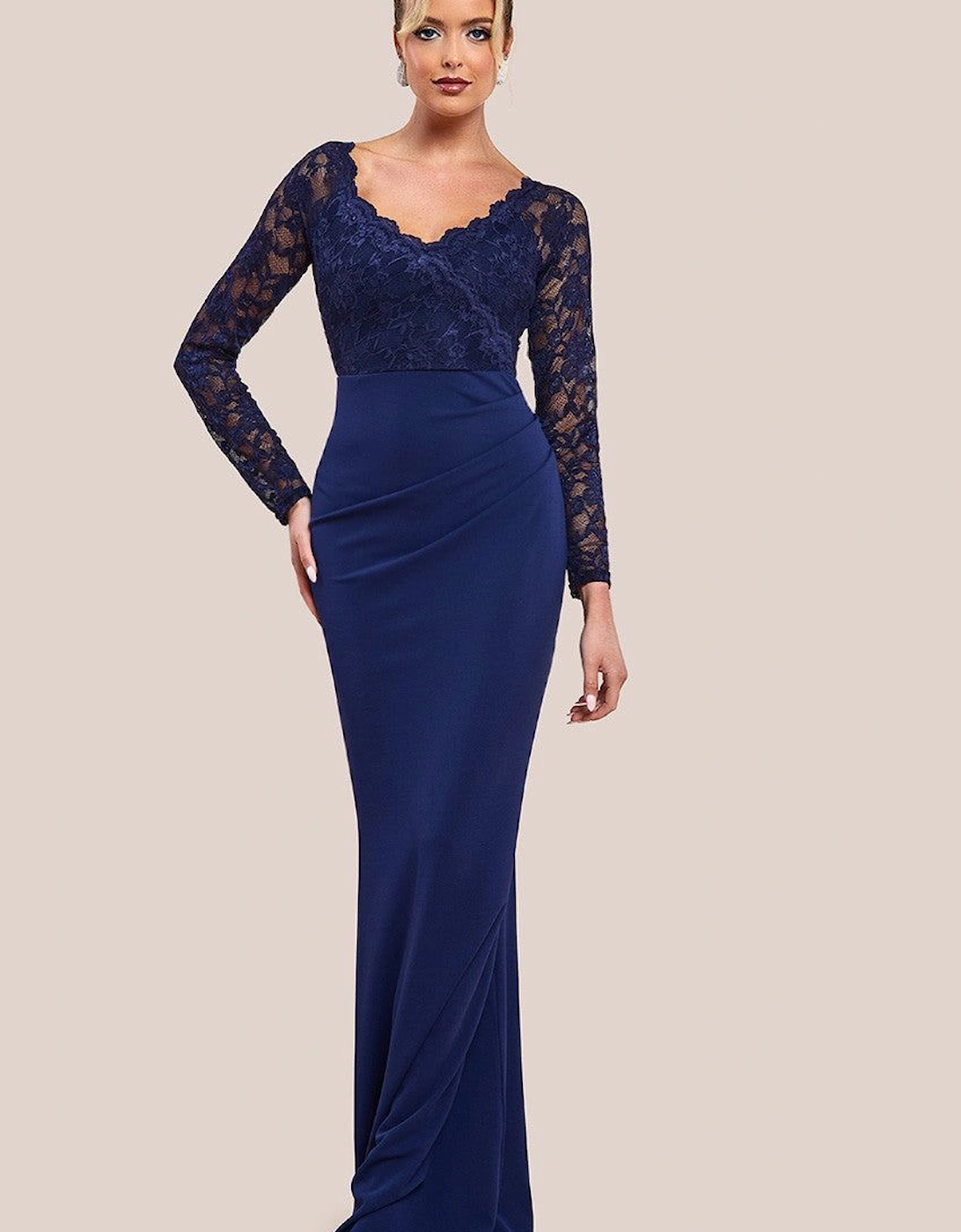 Scalloped Lace & Scuba Maxi Dress, 2 of 1