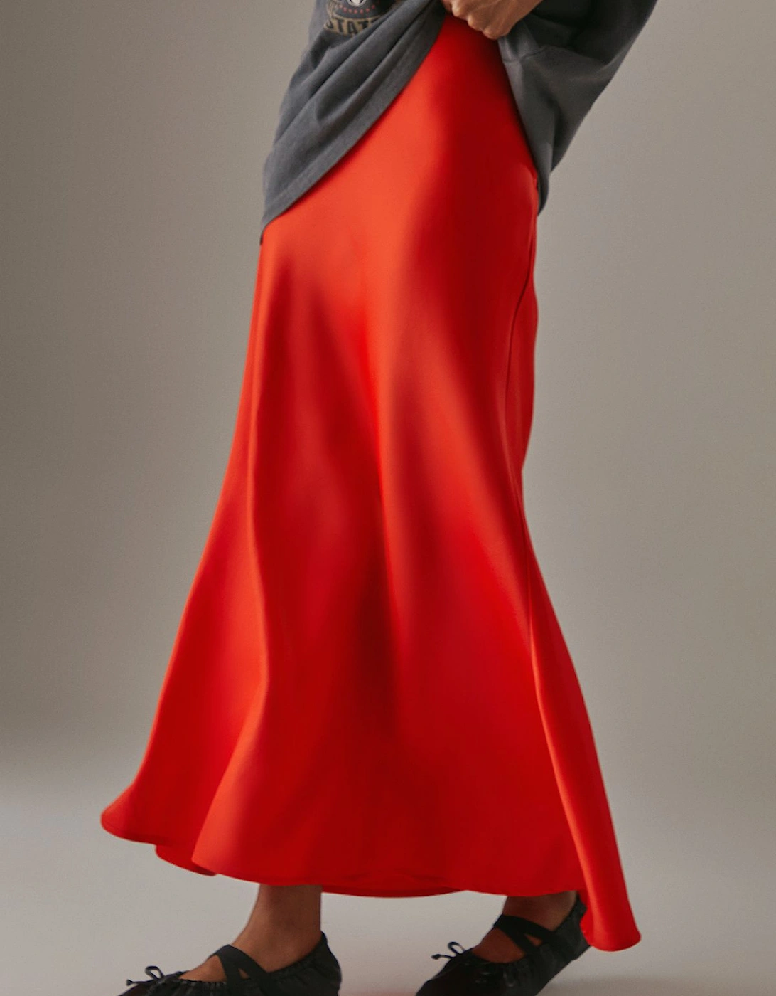 Satin Bias Midi Skirt, 2 of 1