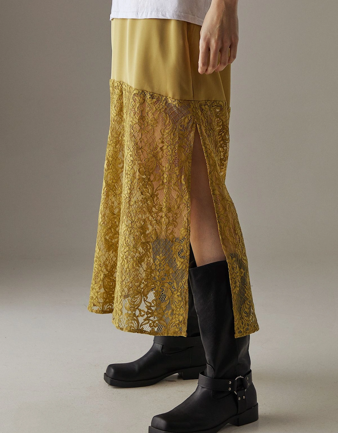 Satin Lace Mix Maxi Skirt, 2 of 1