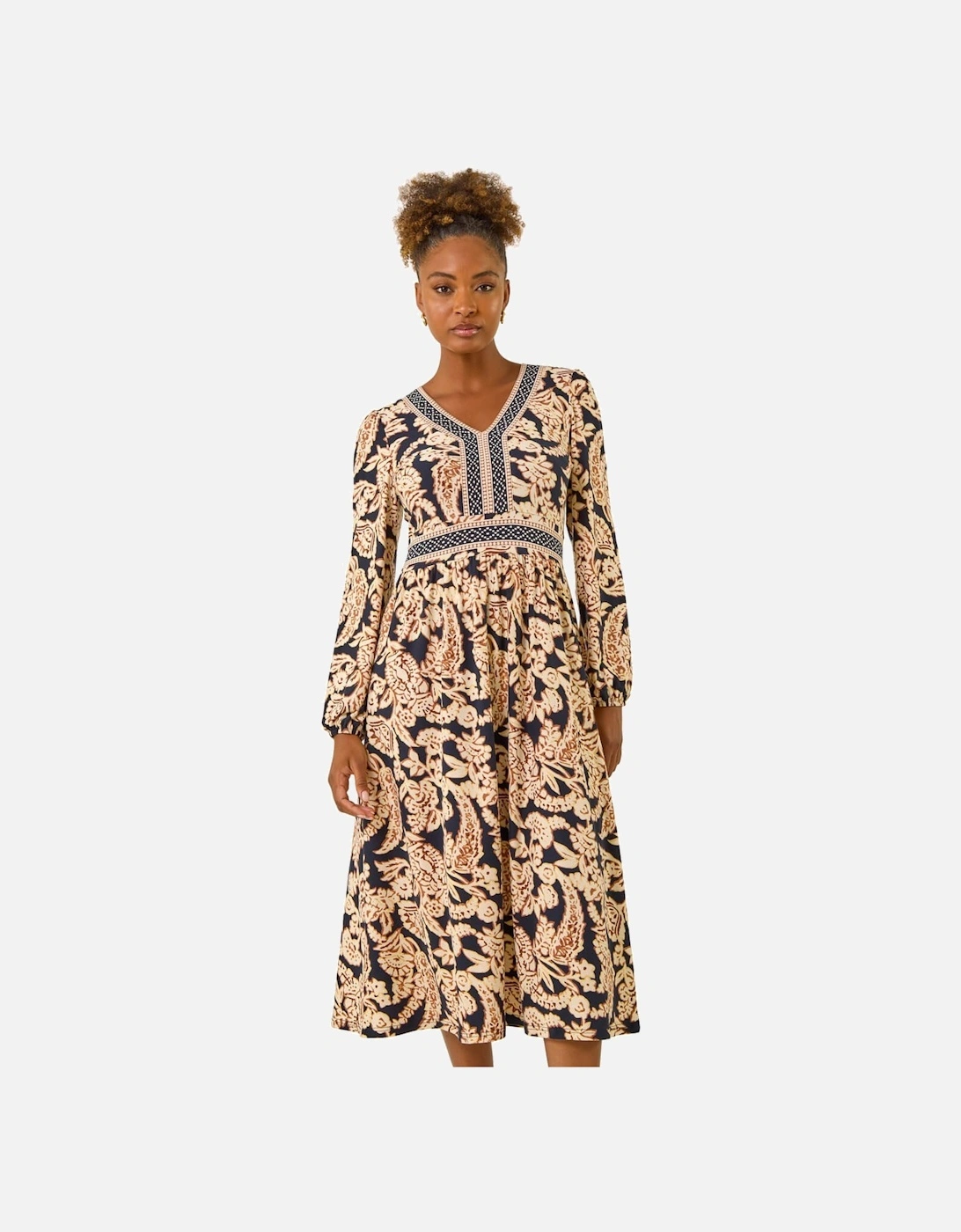 Floral Border Print Midi Dress, 2 of 1
