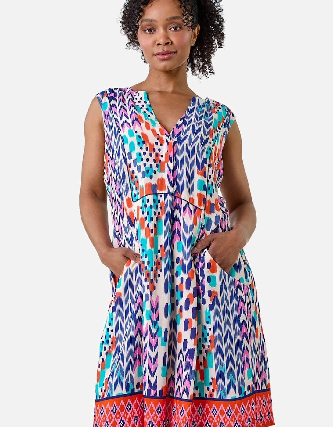 Petite Aztec Border Pocket Dress, 2 of 1