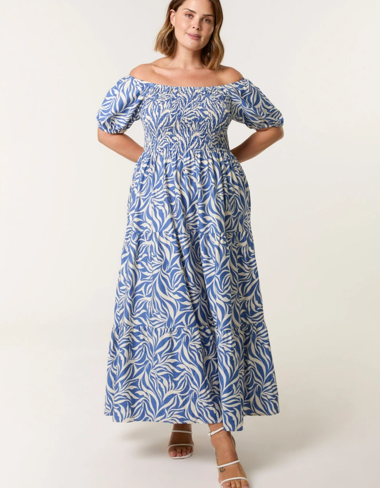 Blue Curve Elasticated Off The Shoulder Maxi Dress