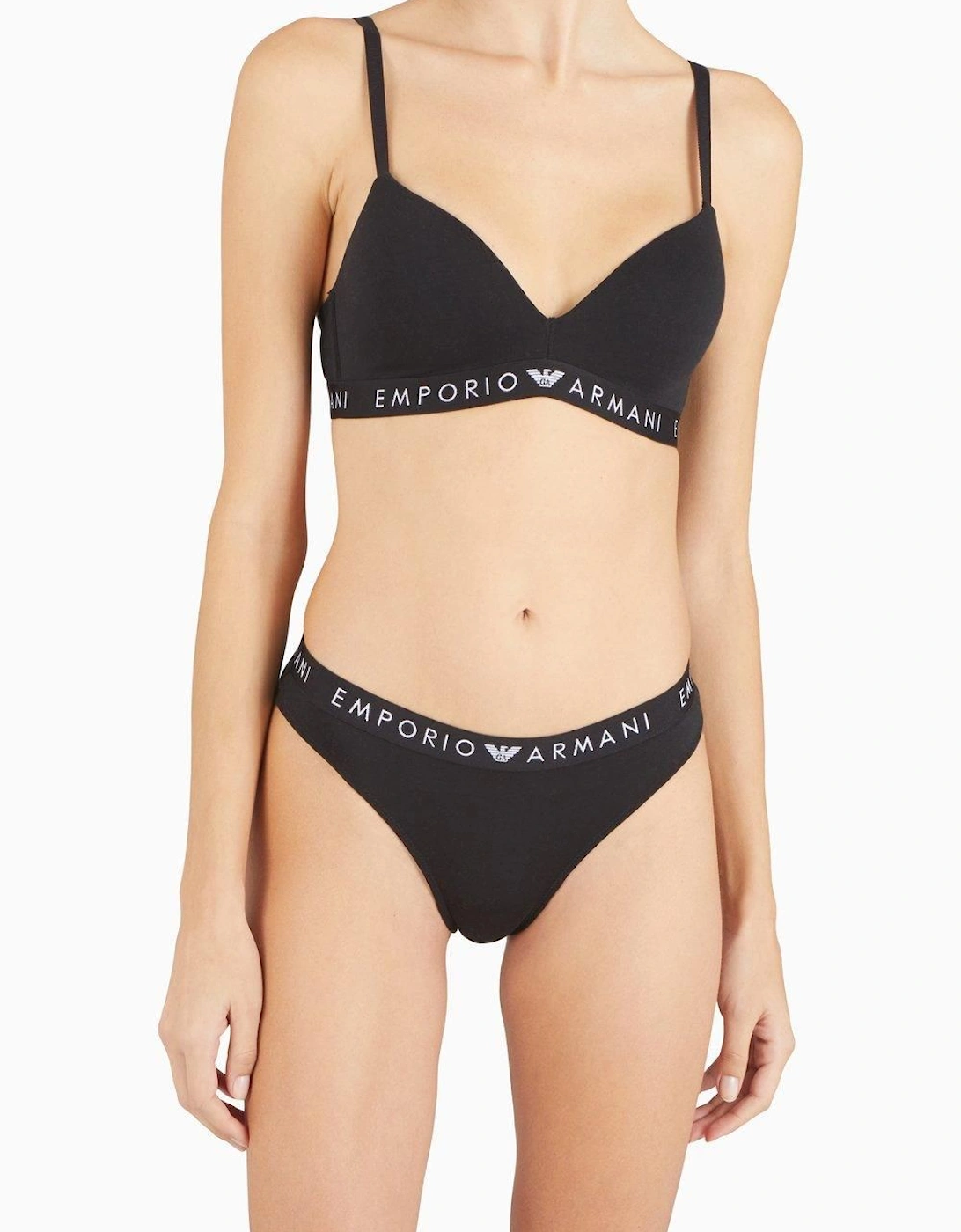 Emporio Armain Iconic Logo Band Soft/wireless Bra - Black, 2 of 1
