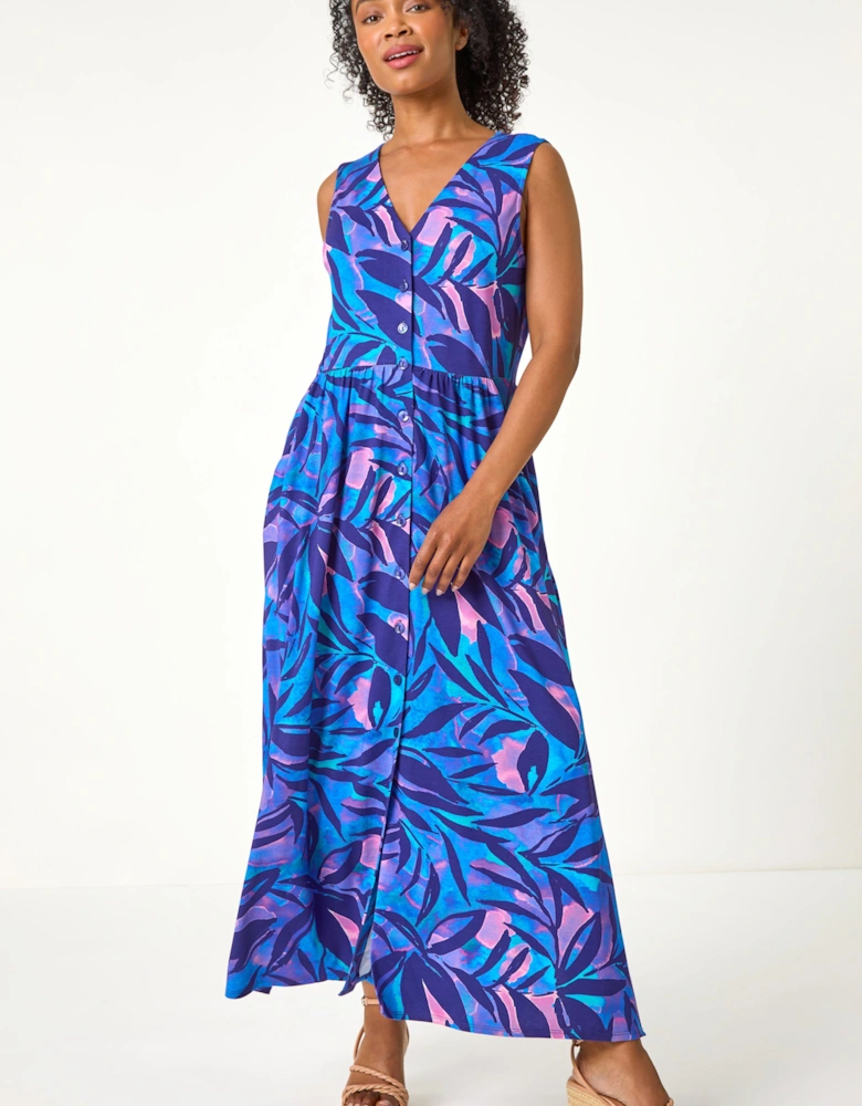 Petite Abstract Pocket Stretch Maxi Dress