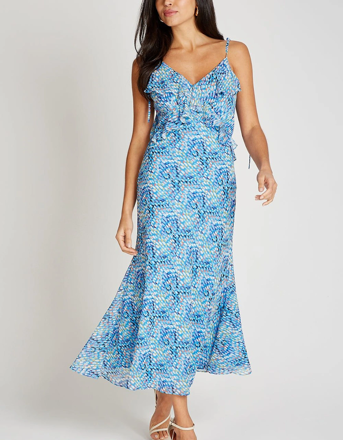 Blue Print Chiffon Midaxi Dress, 2 of 1