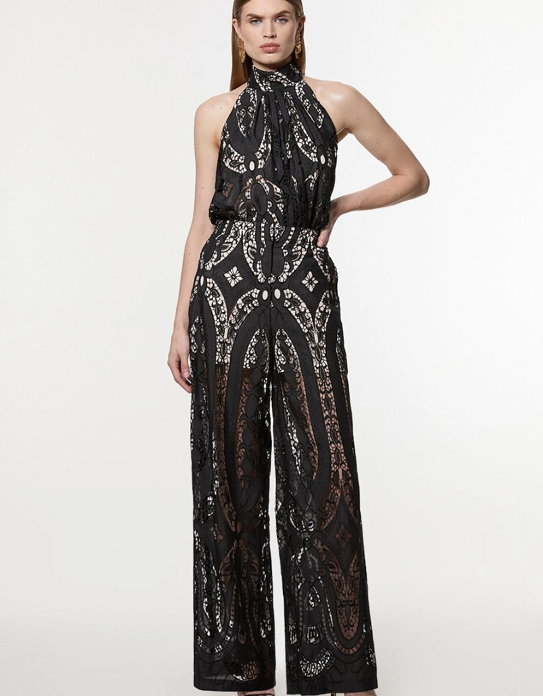 Sheer Georgette Cutwork Woven Wide Leg Trouser, 2 of 1